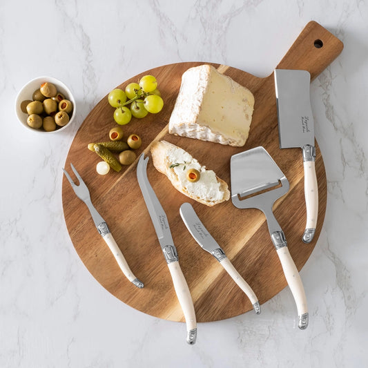 5-Piece Laguiole Cheese Knife & Slicer Set Faux Ivory Handle