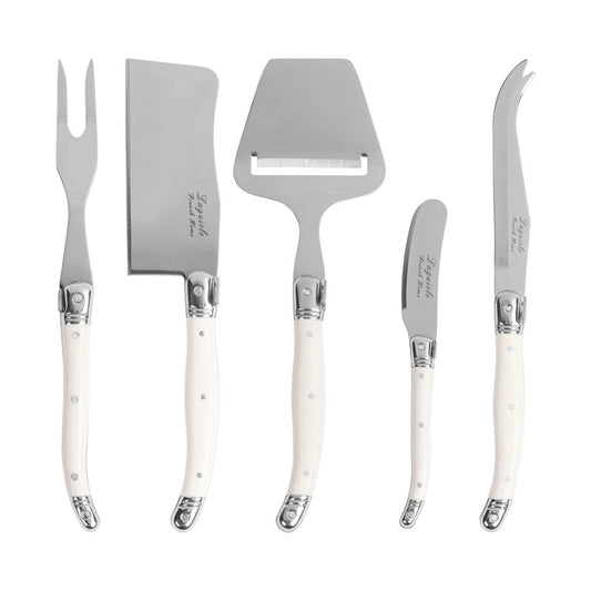 5-Piece Laguiole Cheese Knife & Slicer Set Faux Ivory Handle