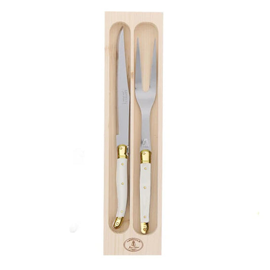 Jean Dubost Carving Set with Ivory Handles in Box