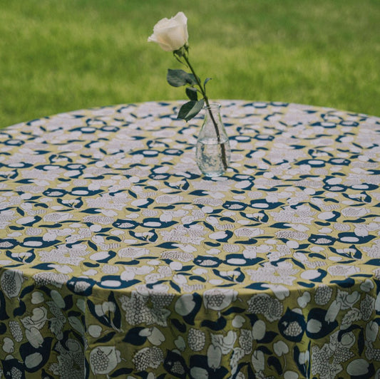 Forest Harvest Mustard & Blue | French Tablecloth